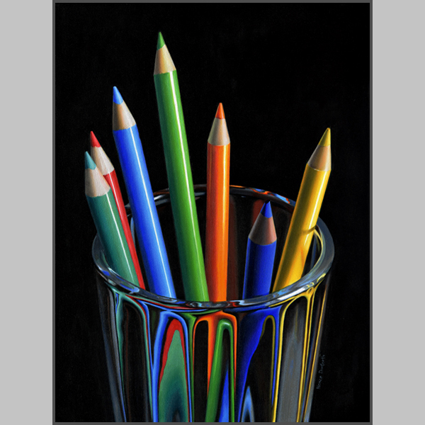 Colored Pencils in Glass oil painting